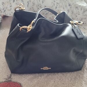 ‼️SOLD! Coach Black Hallie Leather Shoulder Bag